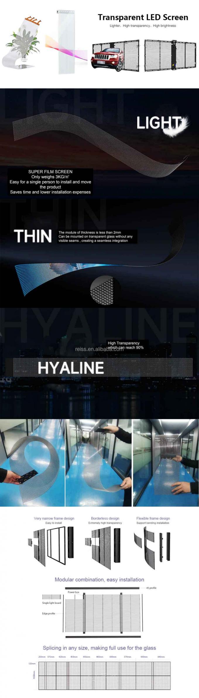 Layar LED Kaca P3.91-7.81 HD Iklan Transparan Layar LED Transparan 2