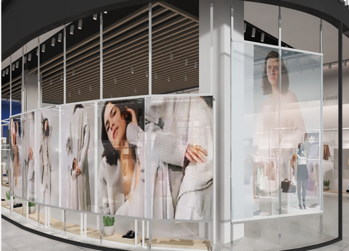 Layar layar LED transparan dalam ruangan P3.91panel tampilan video led dinding kaca led mesh 0