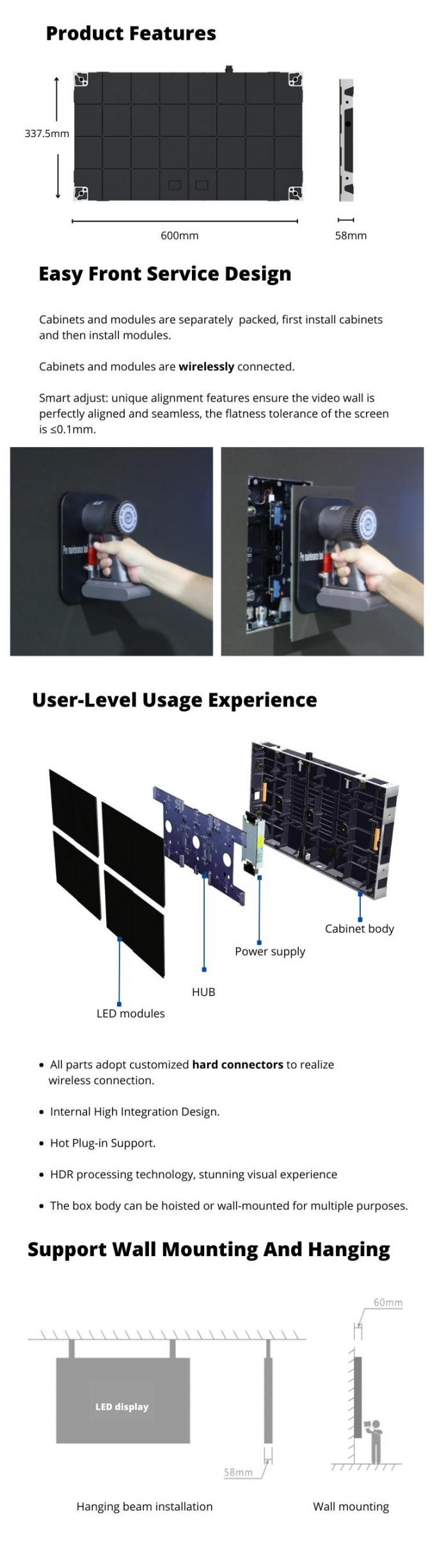 Panel Tampilan Dinding Video LED Gereja Tipis Mikro Pitch Piksel Kecil COB Tahan Air P0.6 P0.7 P0.9 P1.25 6