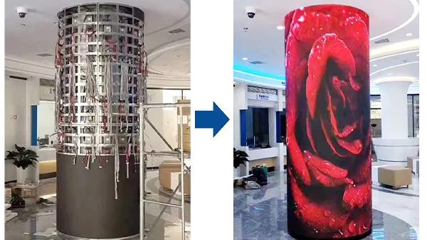 Layar TV LED Lunak yang Dapat Disesuaikan Tampilan P3 Panel LED Fleksibel Dalam Ruangan Harga Layar Seksi 3