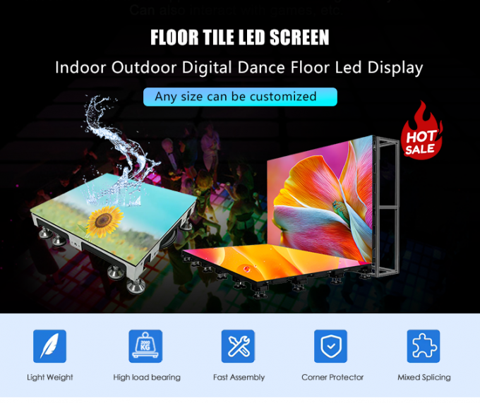 Tampilan Panel Lantai Dansa Panggung 3D Interaktif Layar LED Ubin Lantai P2.6 P2.97 P3.91 Layar LED 0