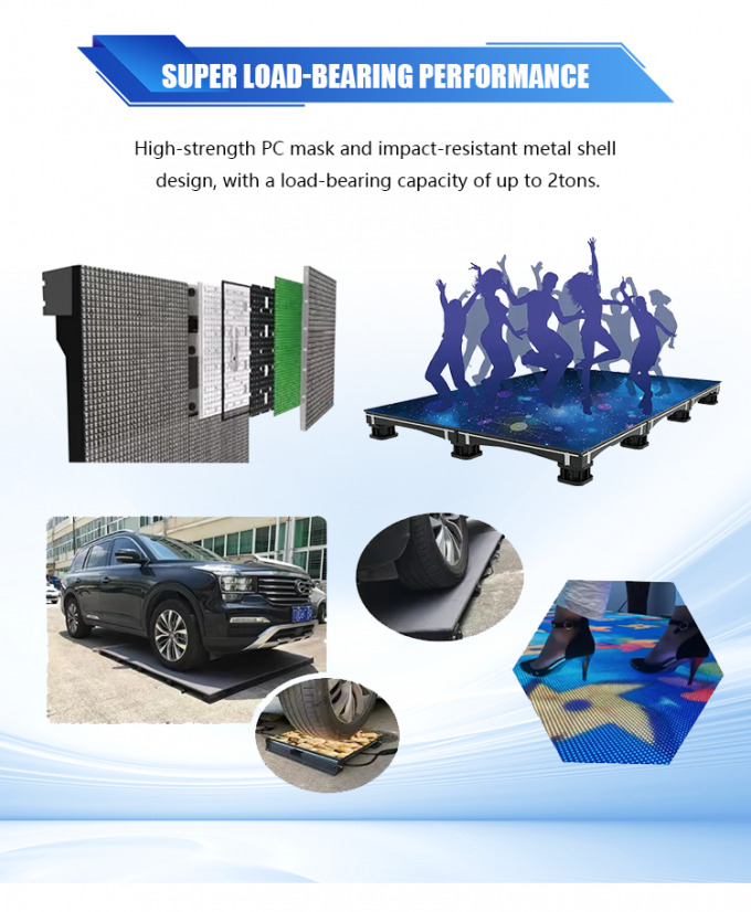 Tampilan Panel Lantai Dansa Panggung 3D Interaktif Layar LED Ubin Lantai P2.6 P2.97 P3.91 Layar LED 5