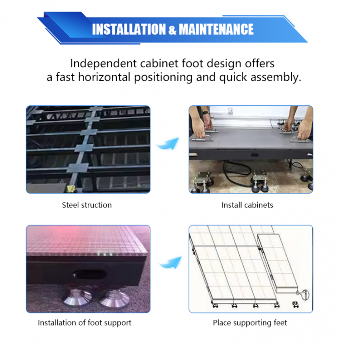 Tampilan Panel Lantai Dansa Panggung 3D Interaktif Layar LED Ubin Lantai P2.6 P2.97 P3.91 Layar LED 9